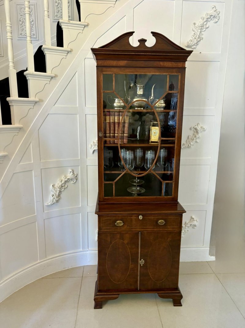 Outstanding Quality Antique Victorian Mahogany Inlaid Bookcase - Image 2
